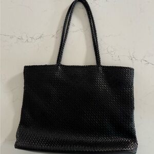Elegant Black Woven Tote Bag